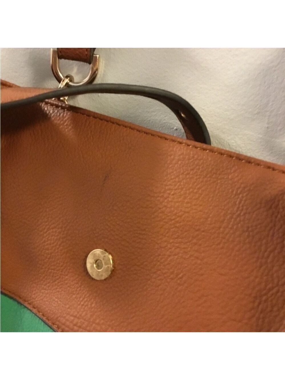 Black Rivet Woman’s handbag kelly green and brown with braided handles - Picture 12 of 15